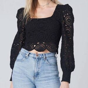 Saltwater LUXE Black Crochet Blouse